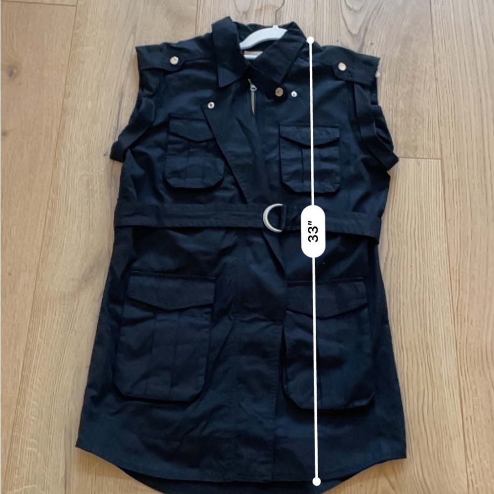 Elan Sleeveless Blazer Dress Medium Black Utility Belted Mini NWT Chic - Picture 3 of 7